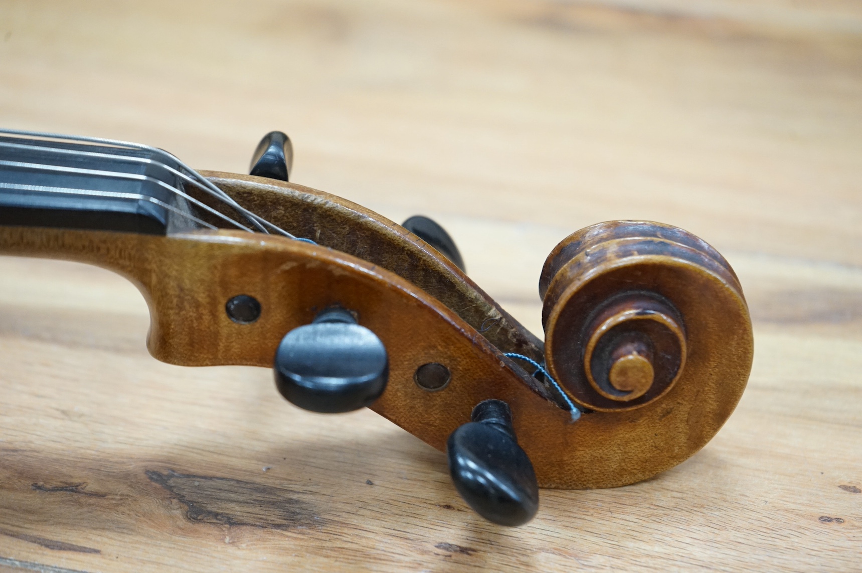 A cased viola, label to interior reads ‘CHR Aug Hammig violin u cellofabrikant, Markneukirchen’, back 39cm. Condition - fair